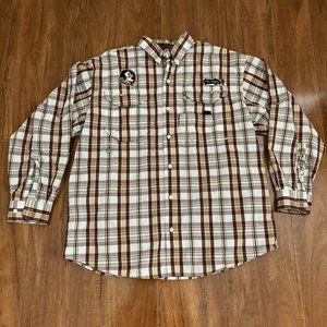 Columbia PFG Super Bonehead Mens Vented Plaid Shirt Florida State FSU Size M